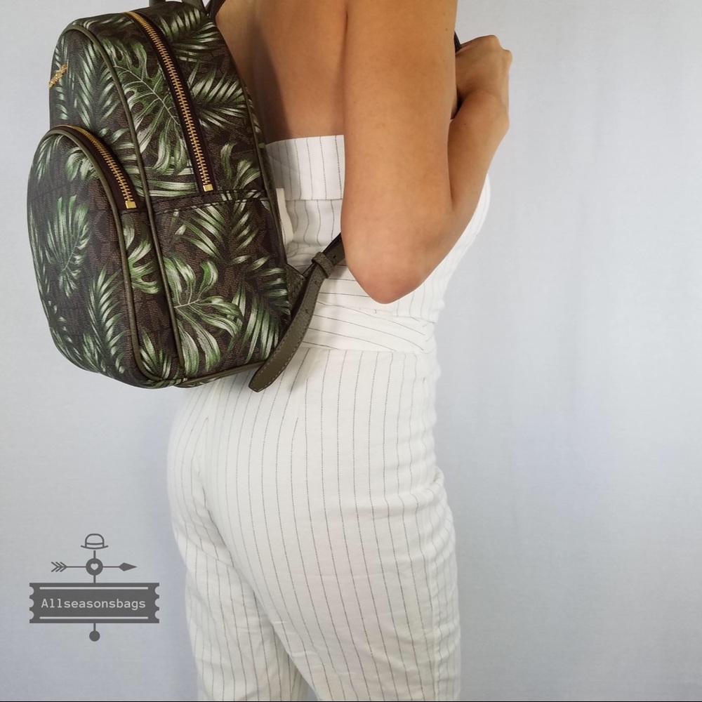 Michael Kors Abbey Medium Palm Leaves Backpack Bag - Picture 1 of 7